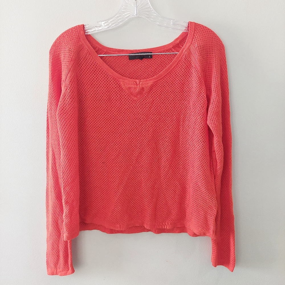 Rag & Bone / Knit long sleeve top Large Orange scoop neck